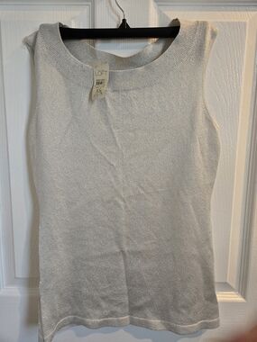 LOFT Light Gray Sleeveless Knit Tank Top